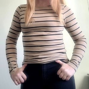 Brown with black striped H&M long sleeve
